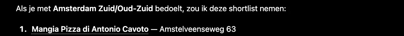 Answer from ChatGPT naming Mangia Pizza